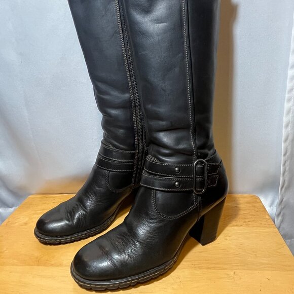 Born Women’s Tall Brown Leather Buckle Riding Boots Zipper Size 6.5M W31315 - Picture 1 of 10